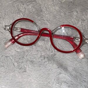 Red and Clear Round Glasses